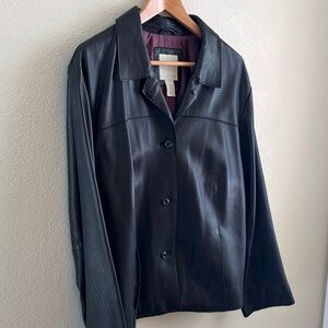 J.Jill black leather jacket with button closure women’s | size Large